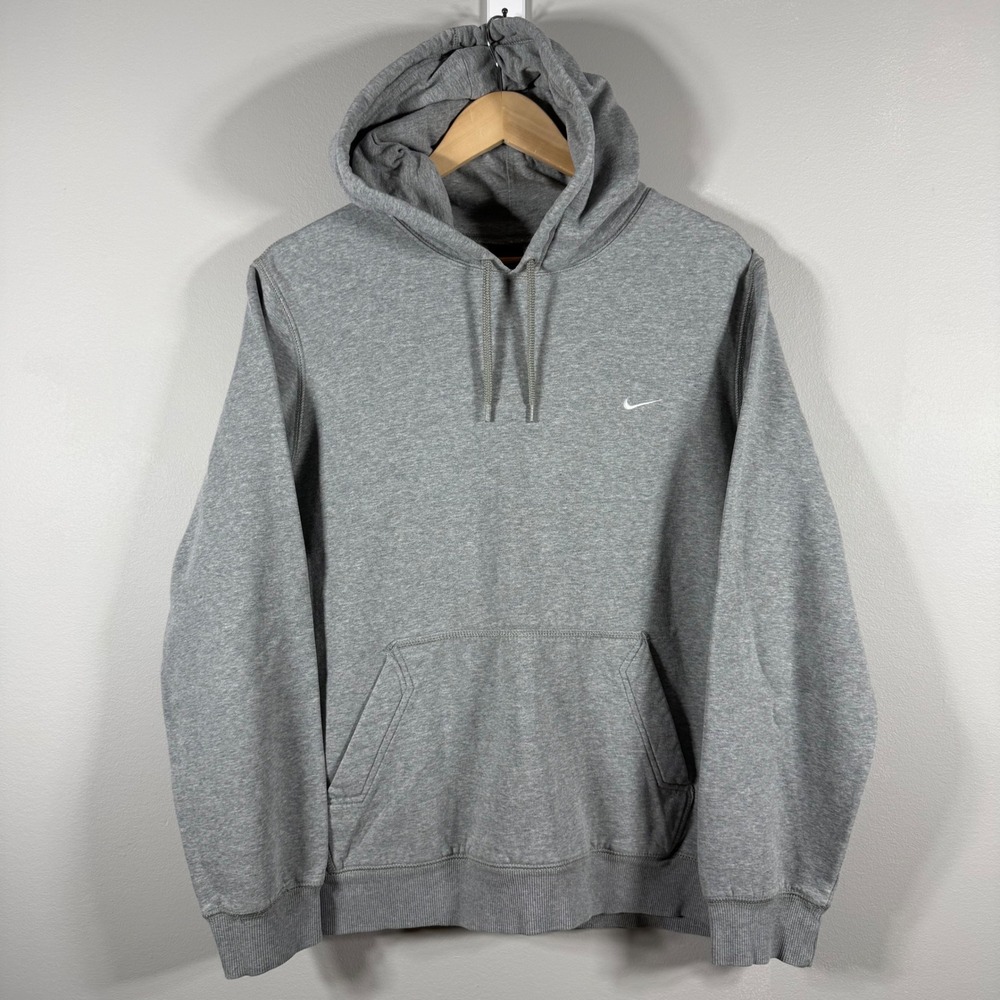 Nike Mini Swoosh Logo Hoodie Gray - Size Large
